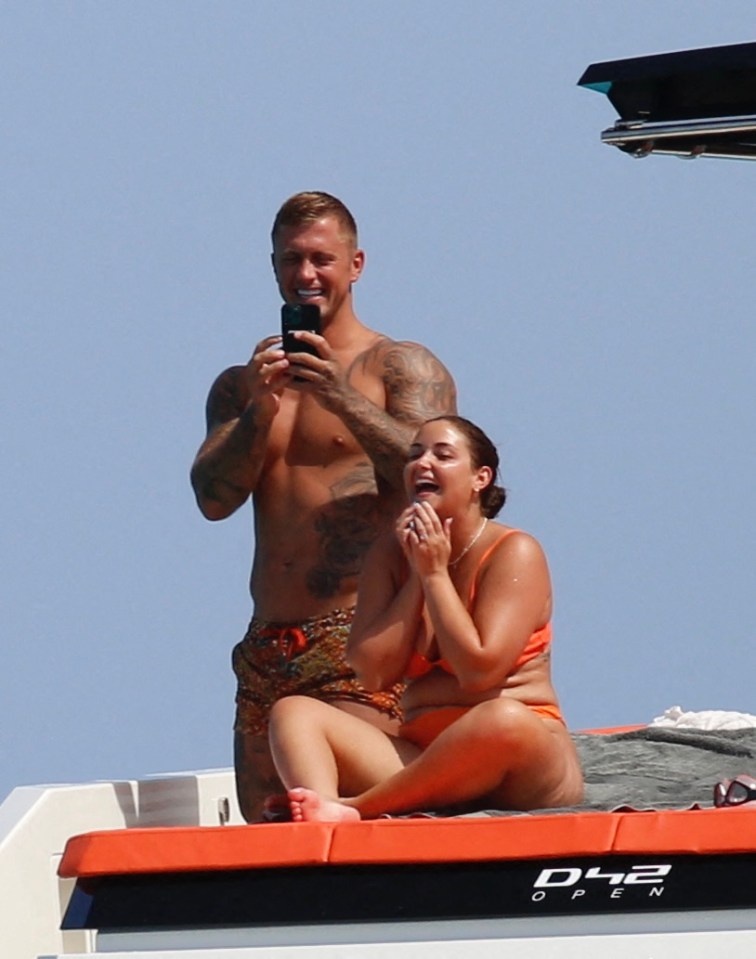 Jacqueline was seen enjoying her holiday with husband Dan Osborne