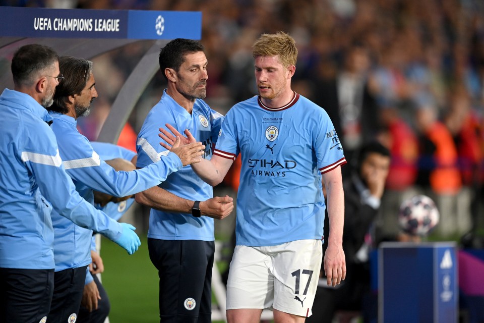 Kevin de Bruyne was injured during the Champions League final