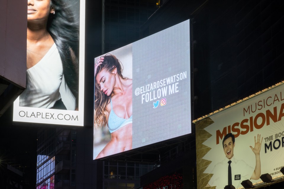 She also has two billboards in New York's Times Square