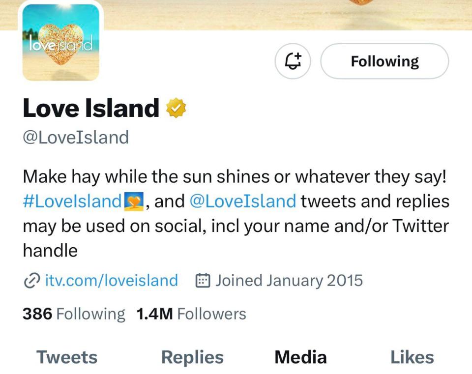 Love Island recently changed its Twitter bio