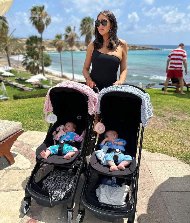 Amy and partner Billy took the twins on their first holiday just months after their birth