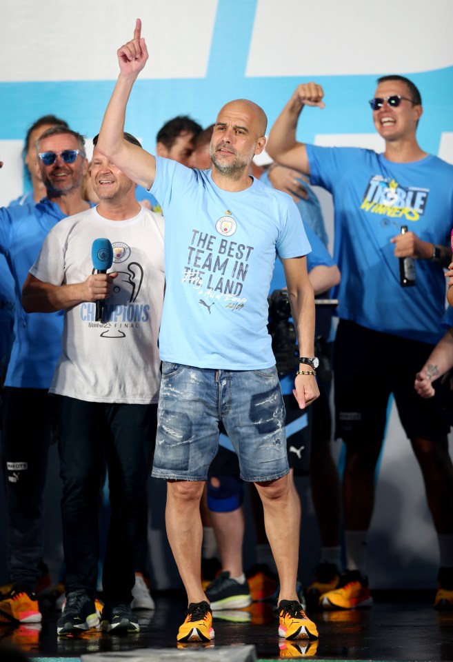 Guardiola got the crowd going when he came on stage