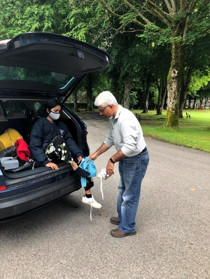 Samin makes his family clean their shoes before getting in his car