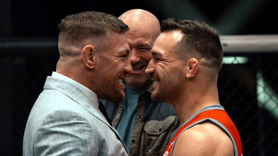 Conor McGregor facing off with Michael Chandler