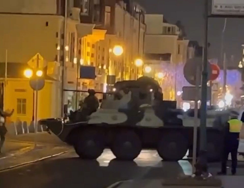 Tanks guard the streets of the Russian capital, Moscow