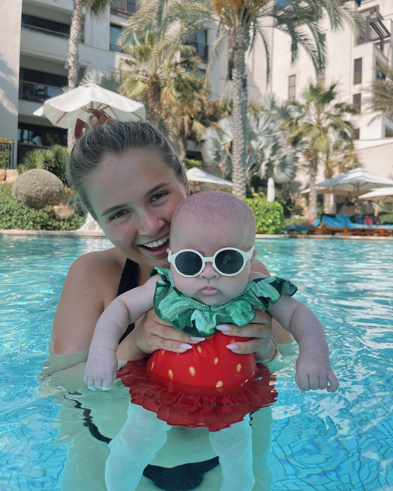 Bambi looked extremely adorable in a watermelon swimsuit