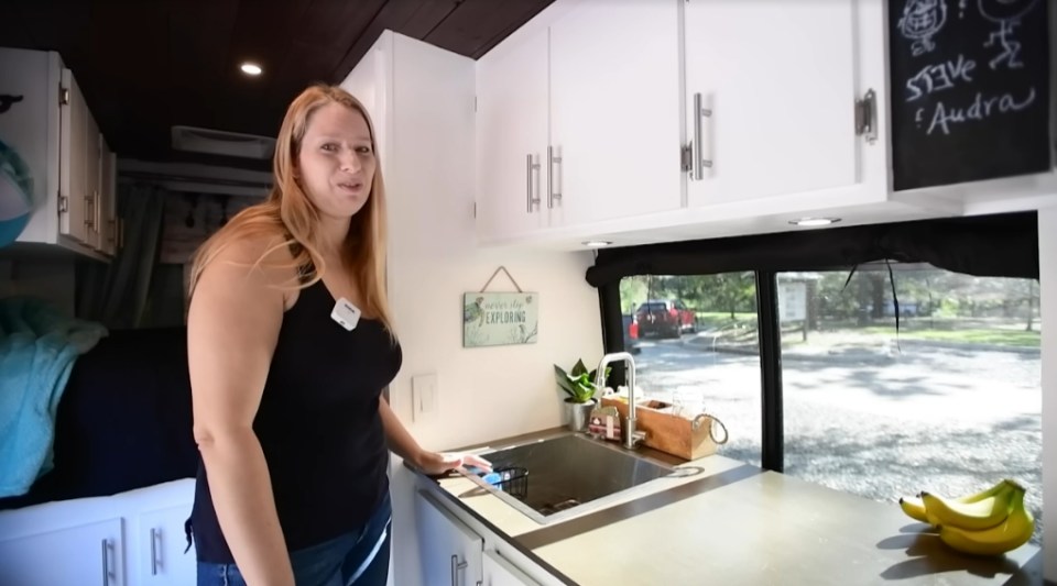 Audra showed off her tiny kitchen, which still has everything she needs