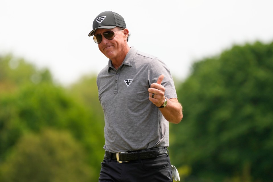 Phil Mickelson during the PGA Championship golf tournament at Oak Hill Country Club