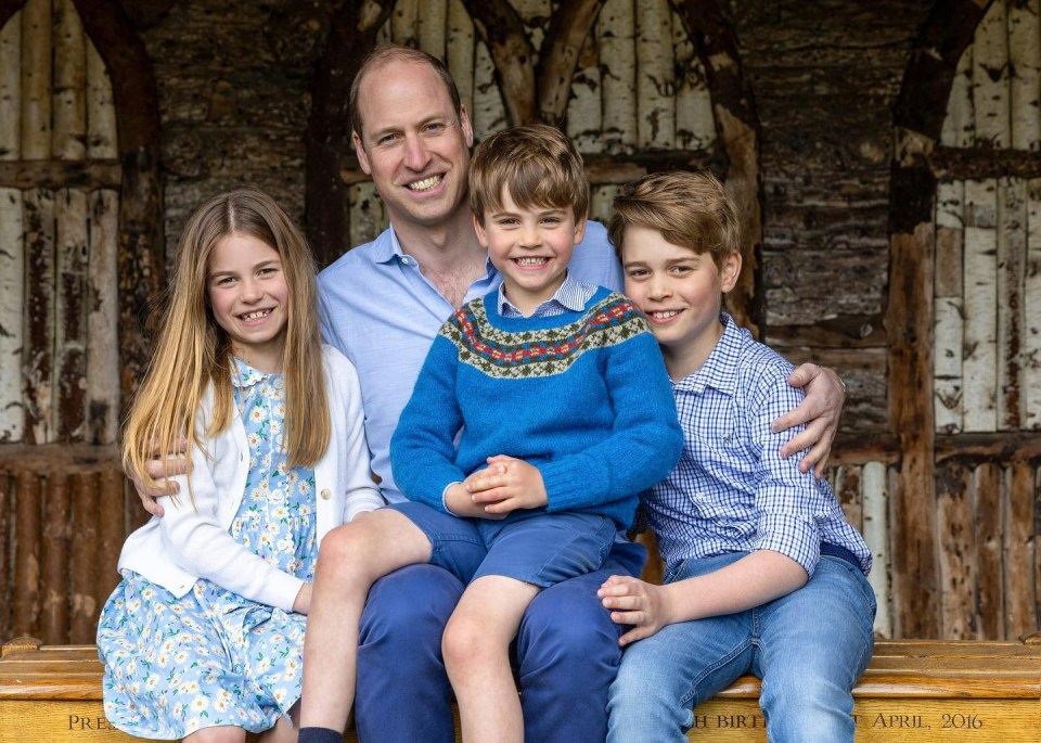 Prince Louis is seen hugging his dad beside Princess Charlotte and Prince George in an adorable Father's Day snap