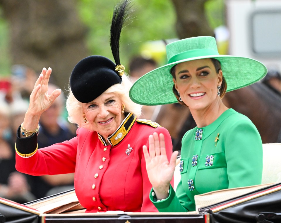 Kate, wearing an Andrew Gn dress, sat with Queen Camilla