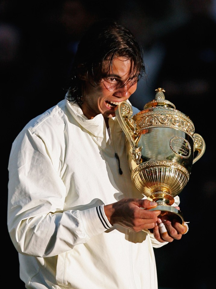 Rafa Nadal winning his first Wimbledon in 2008