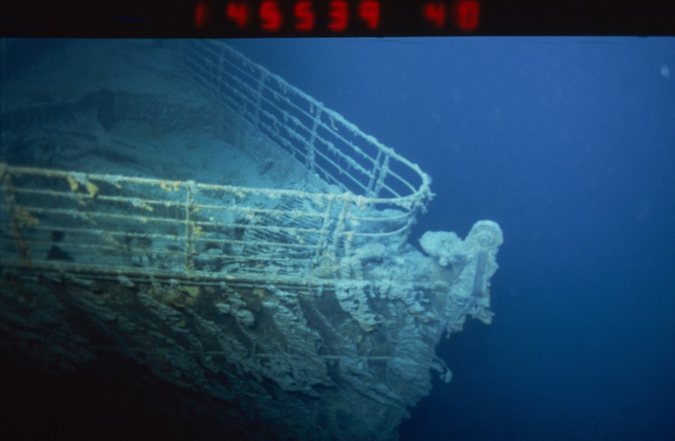 THE ATLANTIC OCEAN THE NORTH OF NEWFOUNDLAND: Titanic. Wreck of Titanic, poured at night from April 14 till 15th 1912, in the Atlantic Ocean the North off Newfoundland. During his inaugural journey, he had to connect Southampton to New York E Between 1 491 and 1 513 persons died during the wreck. The wreck is lying 4000 meters. The bow of the ship done in the mud, the pulley in front "loaded" with concretions looks like a figurehead, the Atlantic Ocean the North of Newfoundland in 1996. (Photo by Xavier DESMIER/Gamma-Rapho via Getty Images)