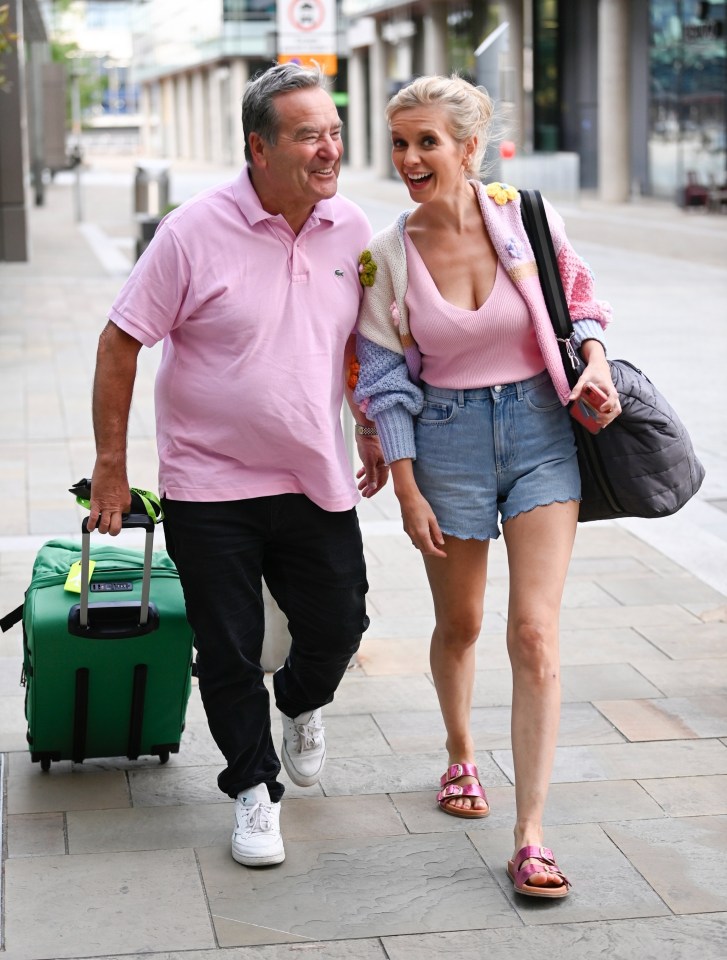 Jeff Stelling and Rachel Riley were all smiles outside the Countdown studio yesterday