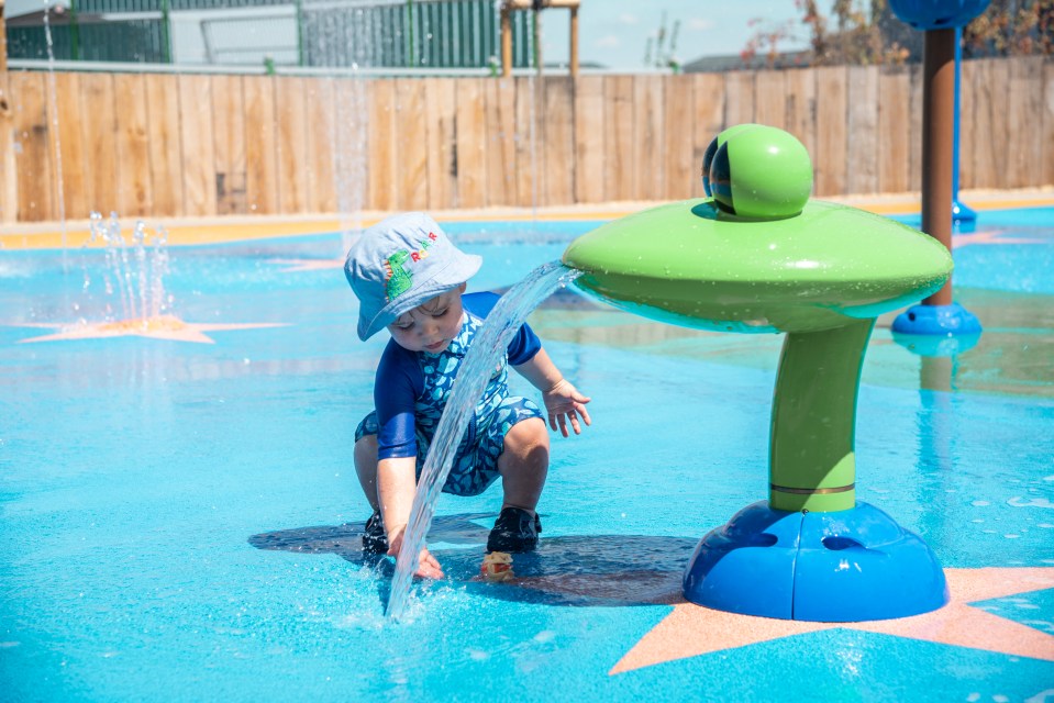 The outdoor play area and splash zone will help to keep the children busy