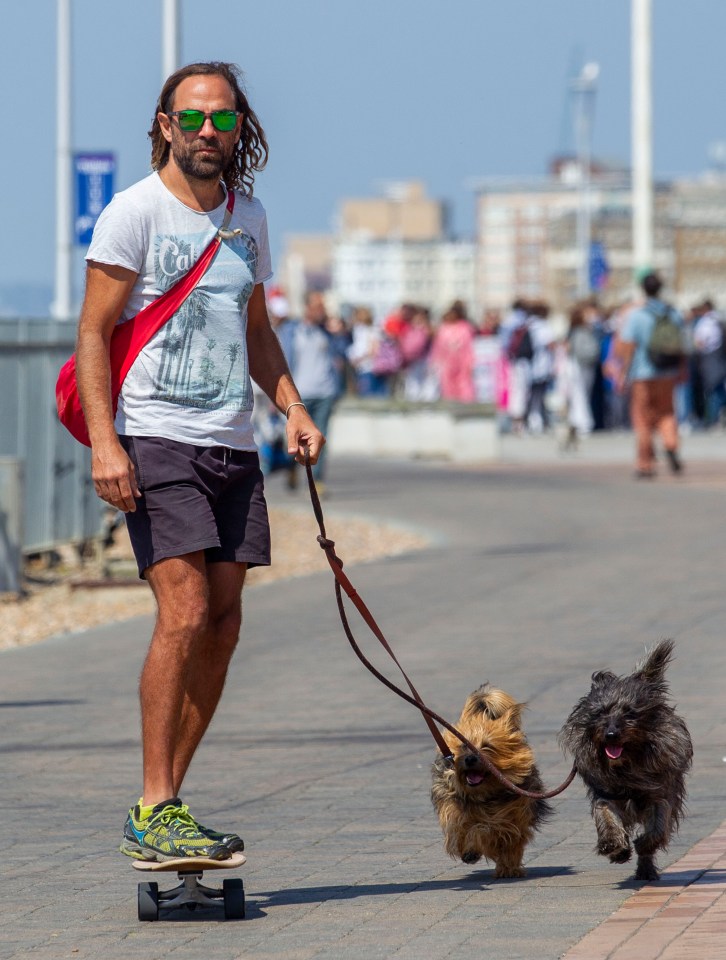 A skateboarder in Brighton enjoy the sunshine on Wednesday