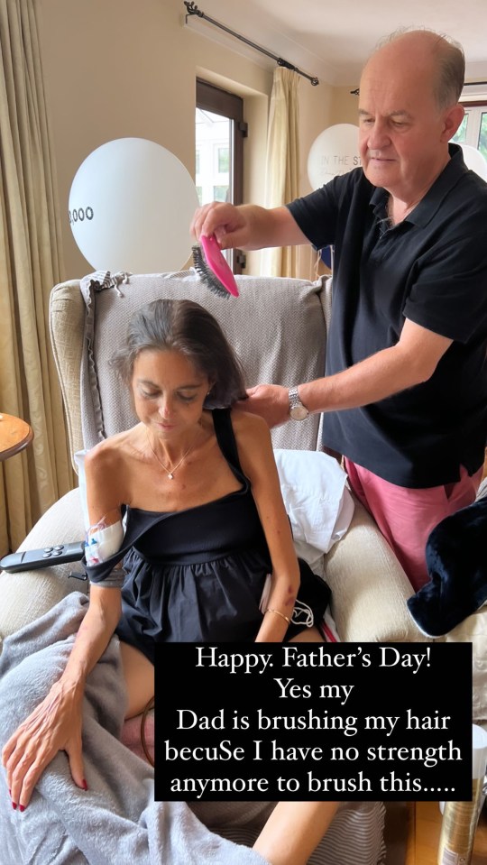 Alistair brushing Deborah's hair on their last Father's Day