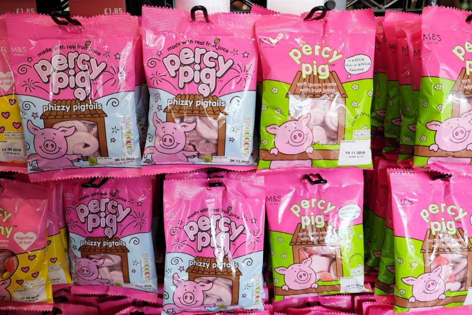 You could get one bag of Percy Pigs free every month with the M&S Shwop scheme