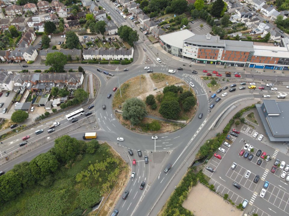 The Army and Navy junction in Chelmsford, Essex, is a five-arm roundabout