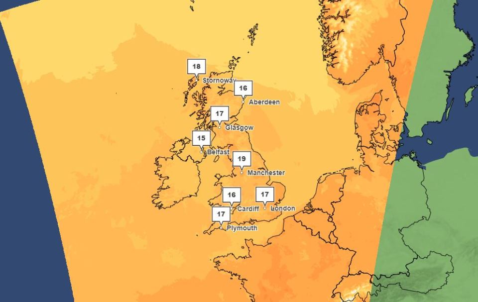 Temperatures will be warm across much of the UK