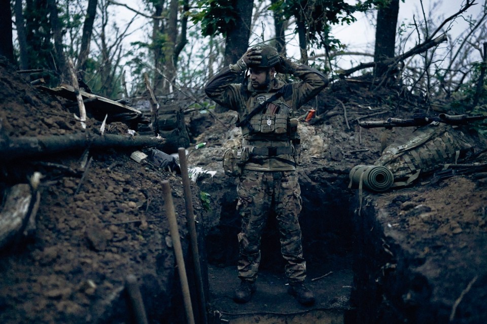 A Ukrainian soldier near the front line in Bakhmut, fighting as part of the country's counteroffensive against Russia