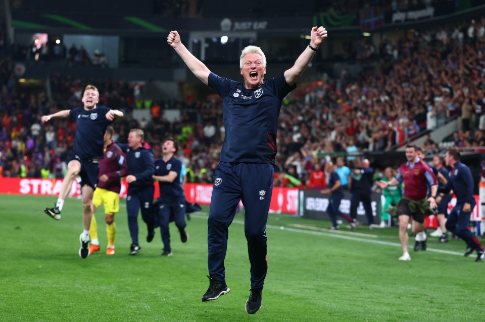 David Moyes danced in delight as West Ham won the Europa Conference League