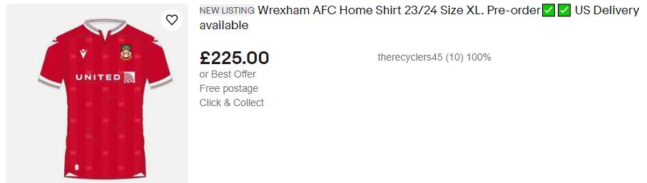 Wrexham kit on Ebay as resellers look to take advantage