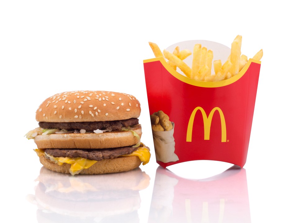 Belgrade, Serbia - November 5, 2014: Big Mac hamburger and McDonalds fries on white background. McDonald's is one of the World's largest fast food franchise.