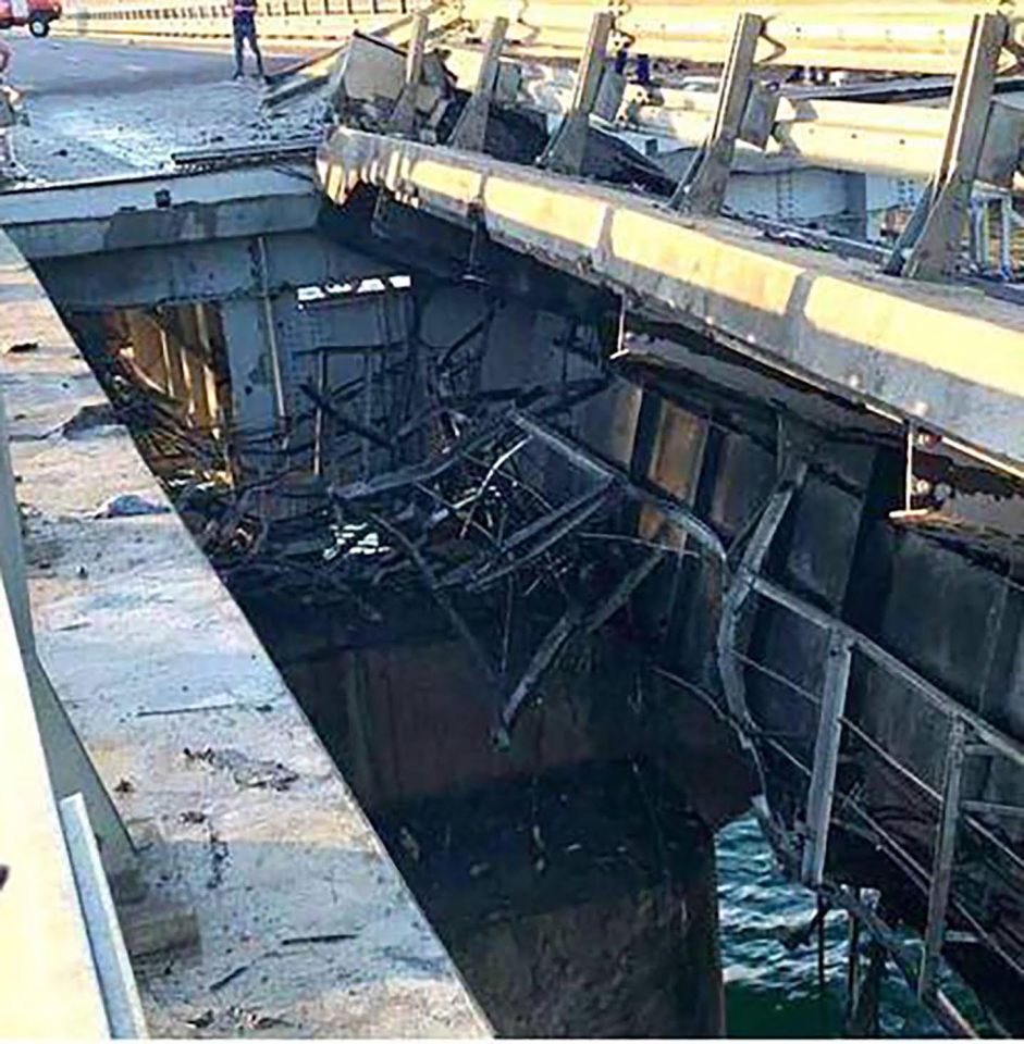 First pictures of damage to the Crimean Bridge, attacked by Ukrainian Army early in the morning on 17 July 2023