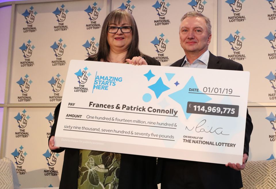 Frances and Patrick Connolly won £114.9m on the 2019 New Year's Day draw