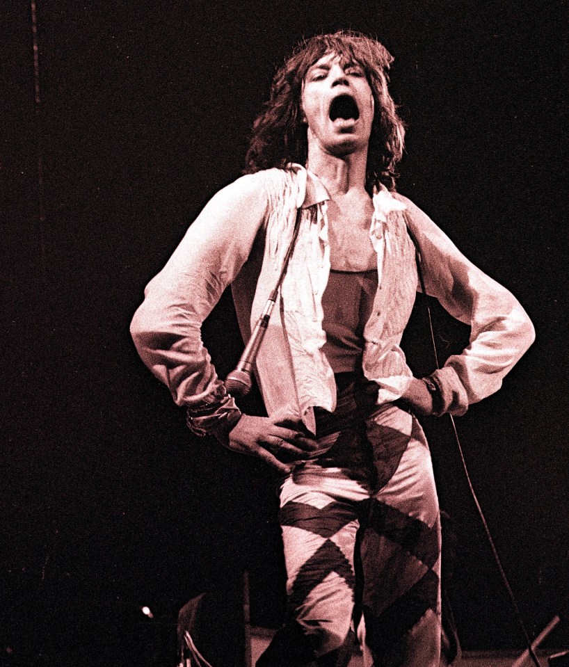 Mick in his Seventies pomp during a performance in Paris, France in 1976