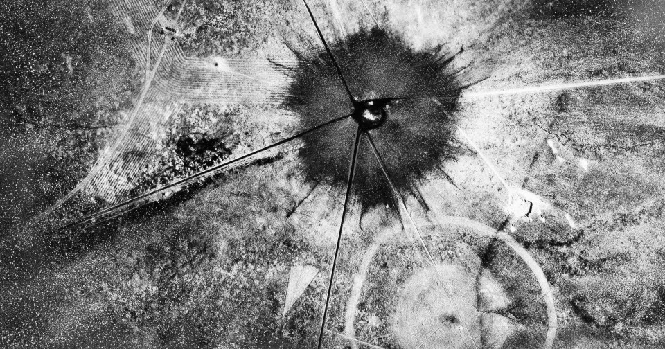 An aerial view after the first atomic blast test