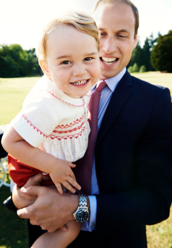 George also flashed a cheeky grin when he posed with dad ahead of his second birthday in 2015