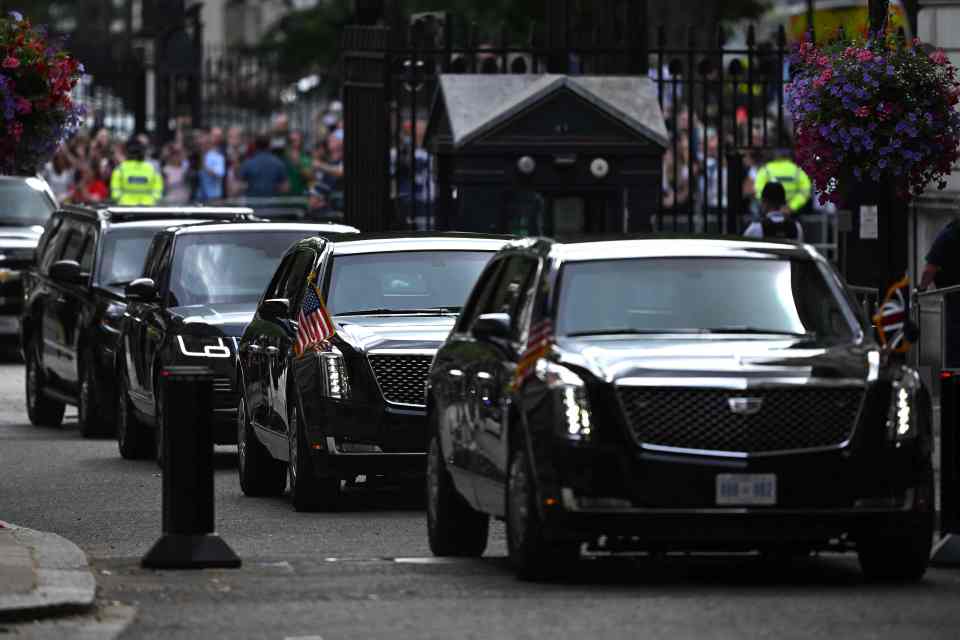 President Biden's motorcade arriving in Downing Street