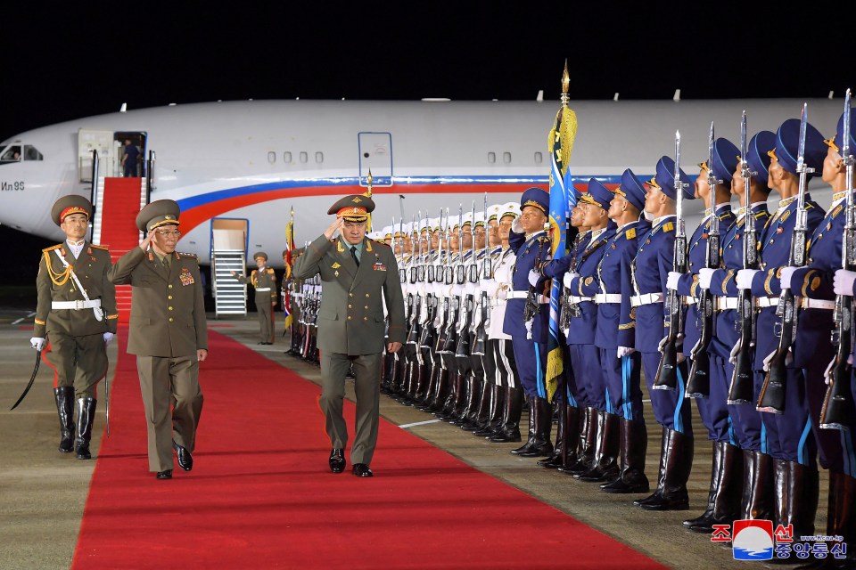 Russia's defence minister Sergei Shoigu arriving in North Korea