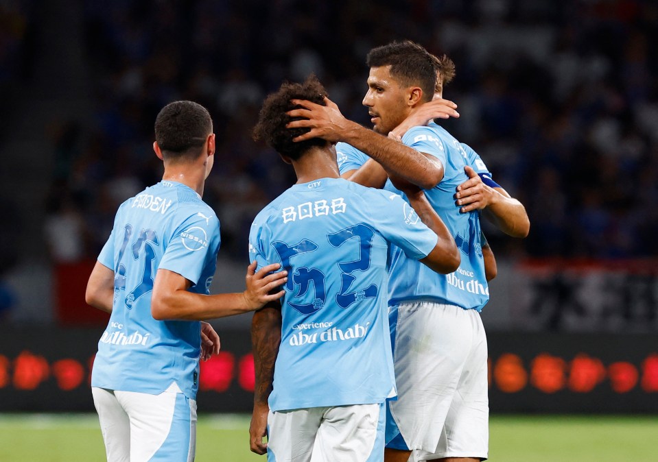 Rodri celebrated after adding Man City's fourth goal