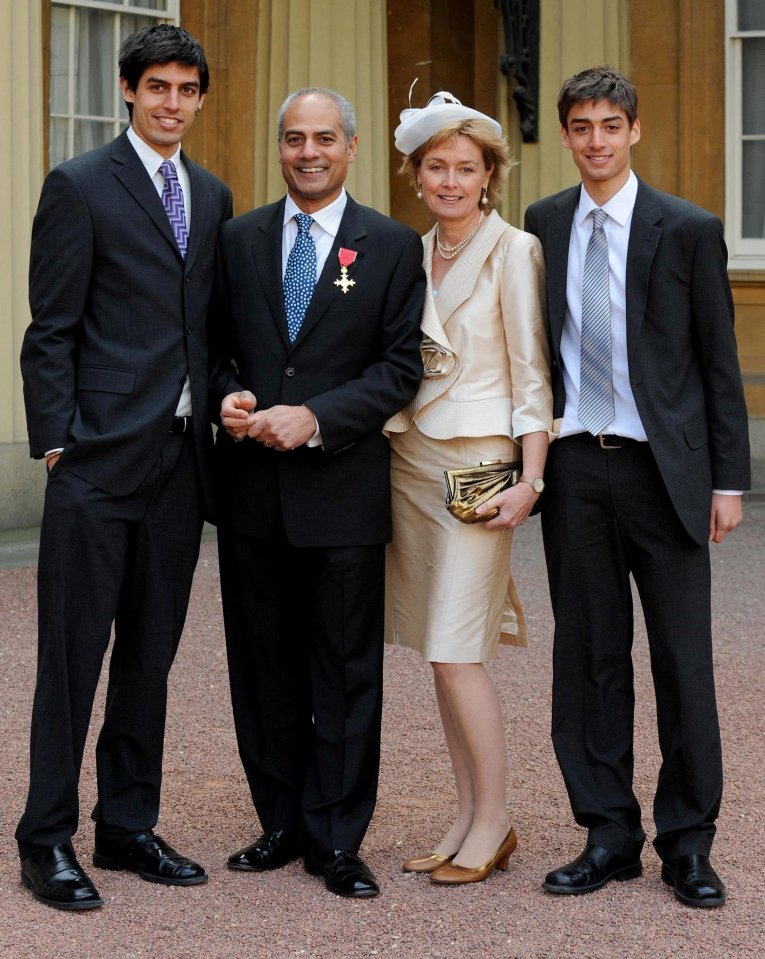 The late George Alagiah with his wife Frances and two sons