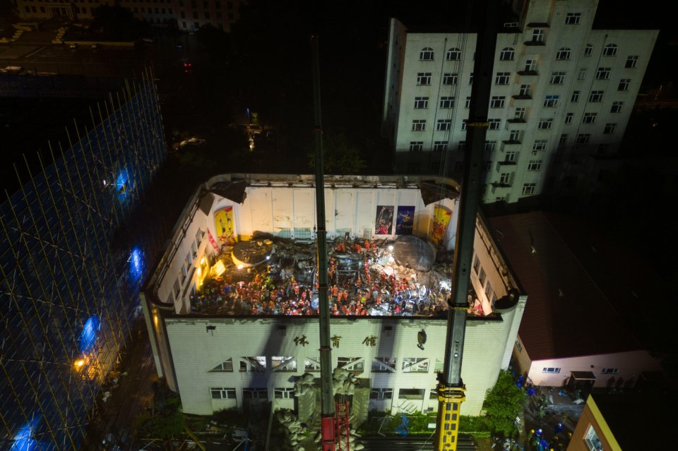 A school gym roof collapsed in China killing at least 11