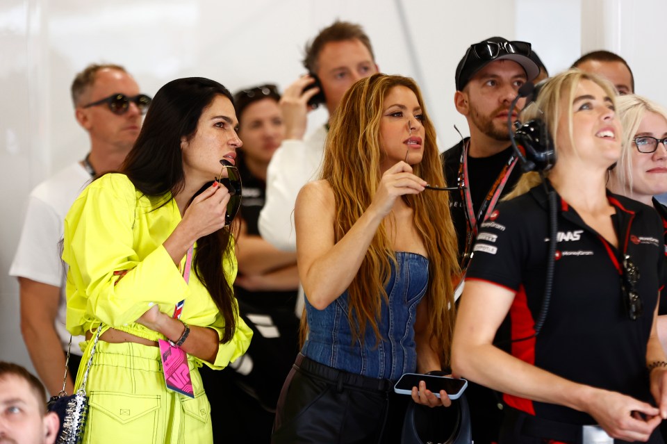 Later she watched the race from the Mercedes team's VIP area in the paddock