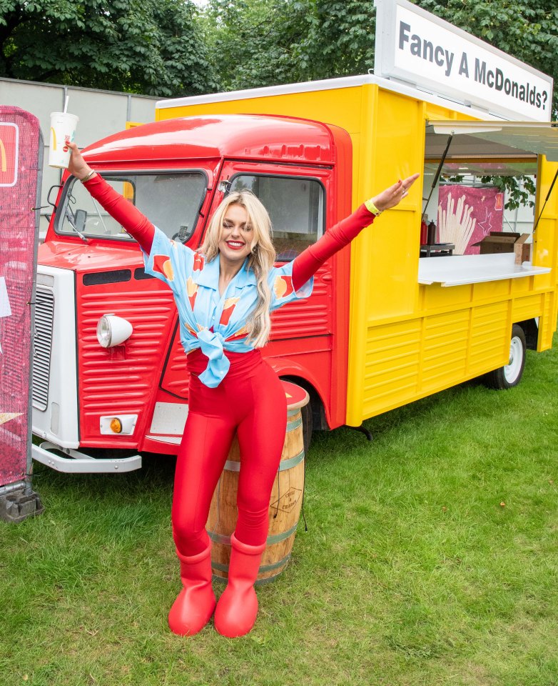 07/07/2023…TRNSMT DAY ONE….SINGER AND CAPITAL FM PRESENTER TALLIA STORM HANGS OUT AT McDONALDS WORLD FAMOUS FRIES VAN AT TRNSMT FESTIVAL..