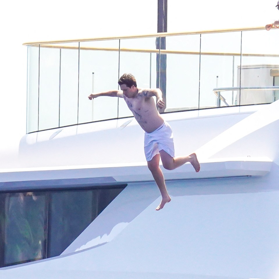 The star made a splash as he jumped from the yacht