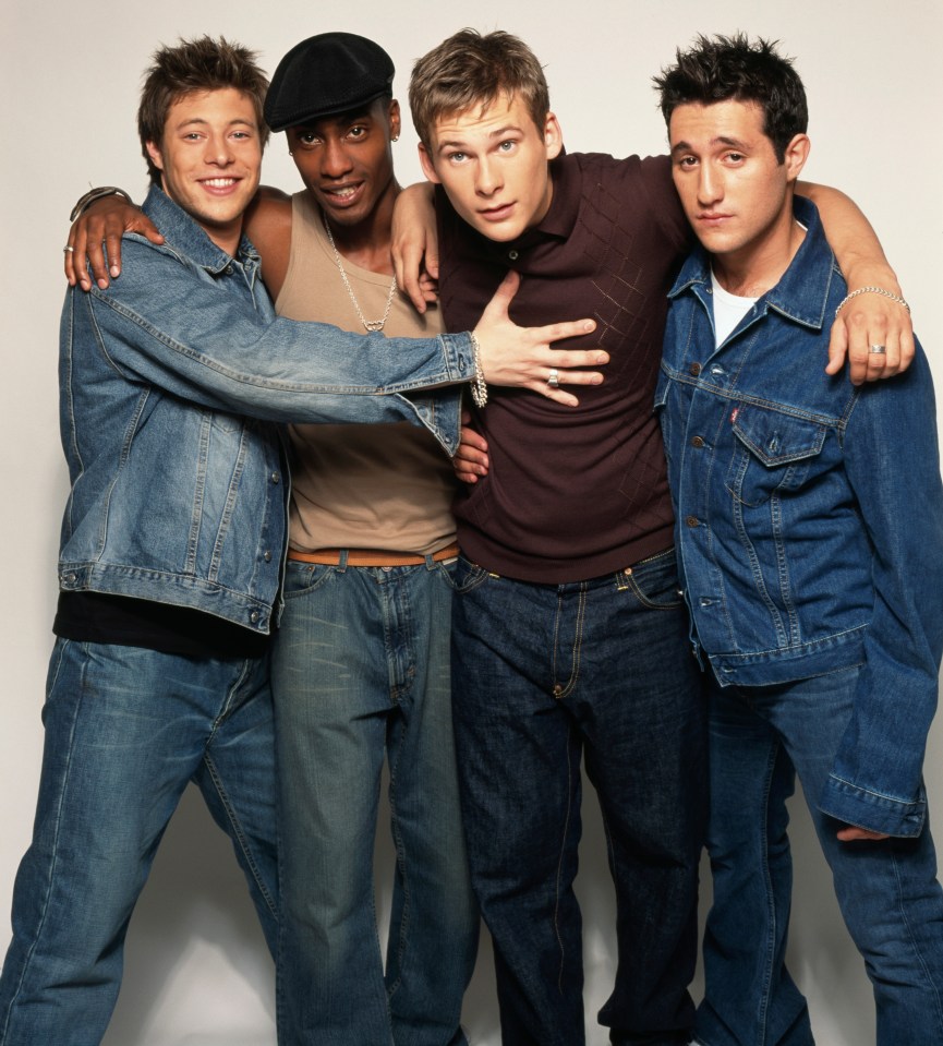 Blue, from left to right: Duncan James, Simon Webbe, Lee Ryan and Antony Costa