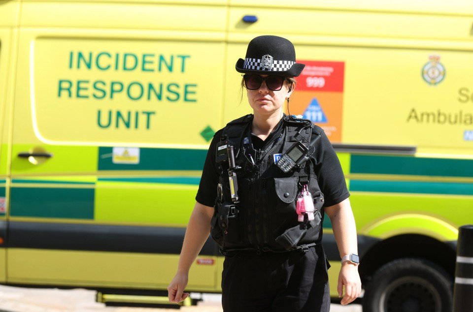 A police officer at the scene outside the city centre railway station