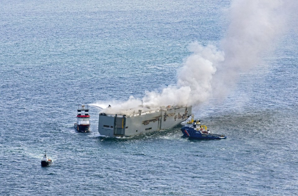 The fire broke out while the ship was sailing in North Sea near the Netherlands coast