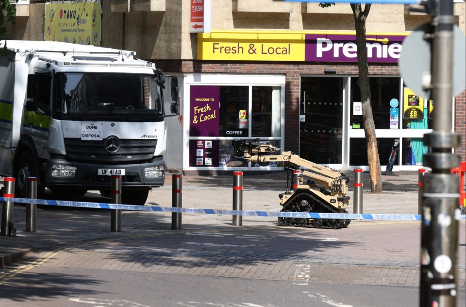 A bomb disposal probe is being used to investigate the package