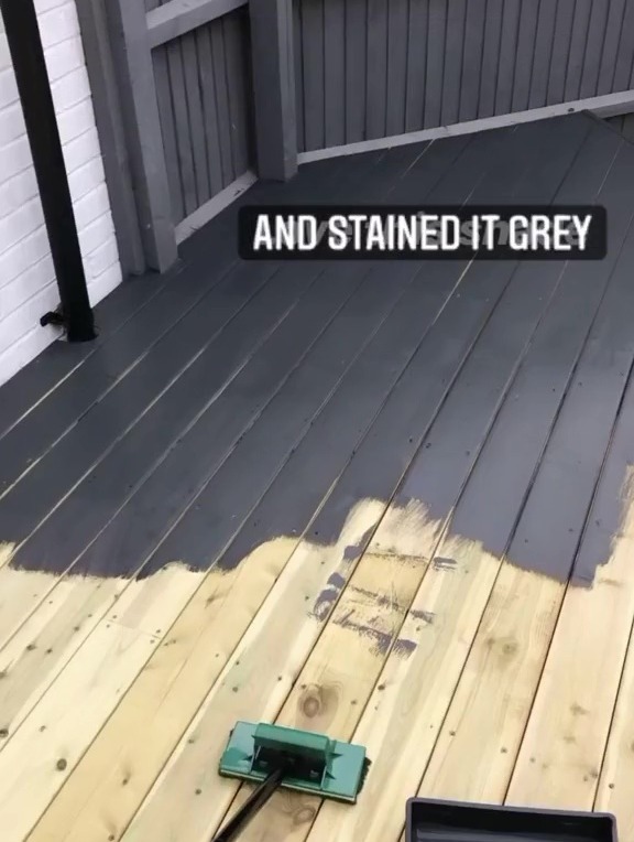 She then painted over the new decking to finish off