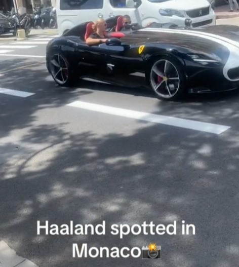 Haaland was seen in the passenger seat of a stunning Ferrari