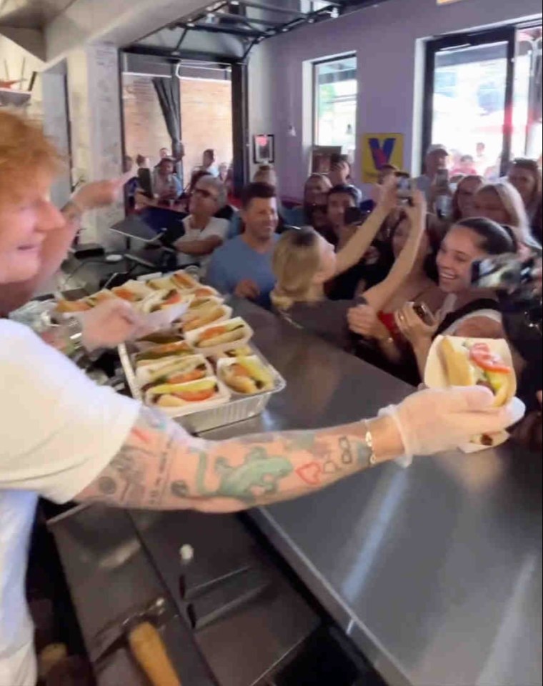 Ed posted the clip on his Instagram at the weekend and said: 'This place is legendary for serving hot dogs and insulting their customers. I loved it'