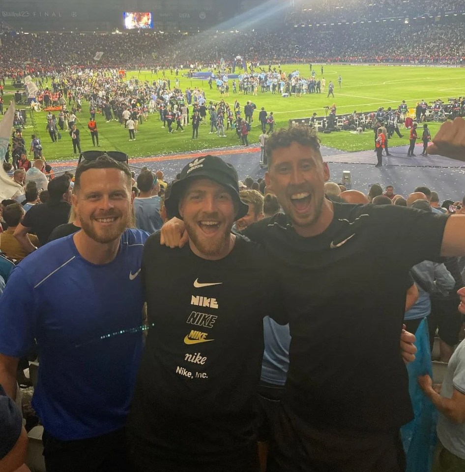 Joe cheered on Pep Guardiola's side as they won a historic Treble