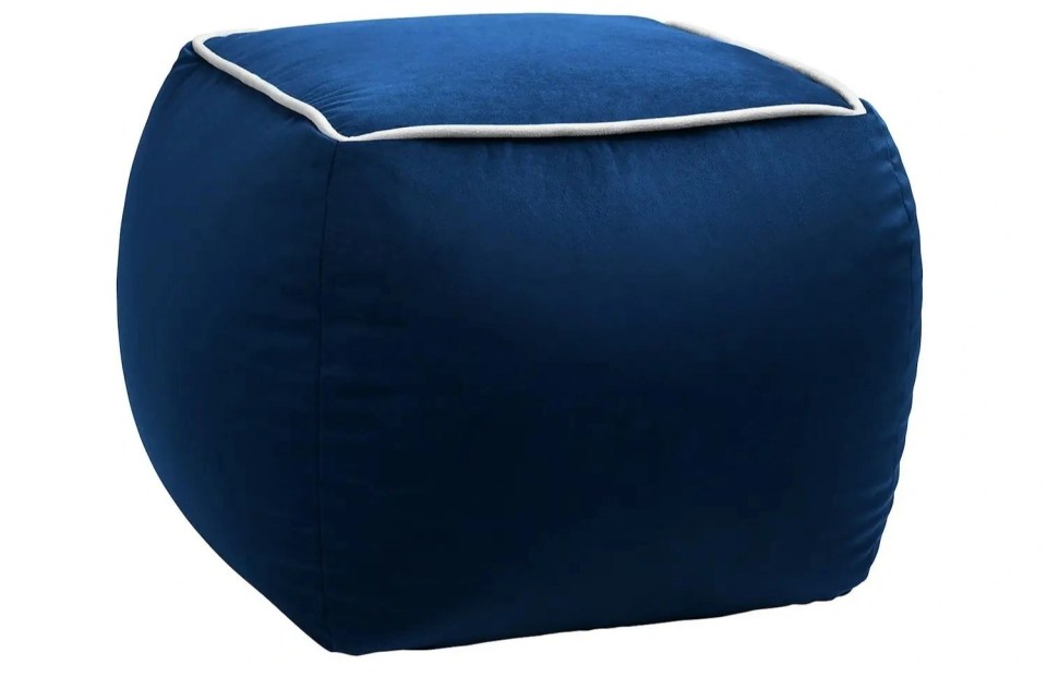 This Pippa square pouffe is reduced from £60 to £30 at homebase.co.uk