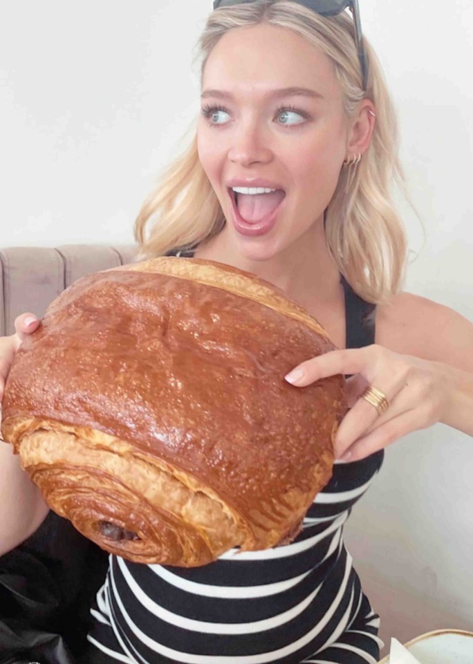 Jack Whitehall's girlfriend Roxy Horner posed with a giant pain au chocolat